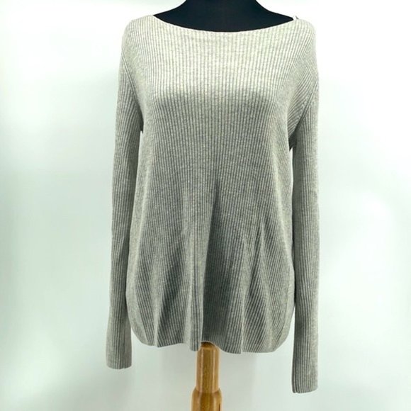 Aritzia Babaton Kitano Sweater Heathered linen wool blend cream grey sz m - Picture 4 of 11